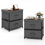 Gymax 2PCS 2 Drawer Dresser Fabric Storage Organizer Nightstand