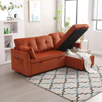 Orange 81.1 L-Shaped Fabric Sofa: Reversible Chaise, Storage, Solid Wood Frame, and Foam Seating