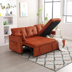 Orange 81.1 L-Shaped Fabric Sofa: Reversible Chaise, Storage, Solid Wood Frame, and Foam Seating