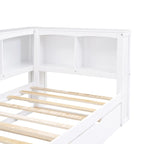 Twin Wooden Daybed with Trundle, Cabinets, and Charging Stations