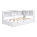 Twin Wooden Daybed with Trundle, Cabinets, and Charging Stations