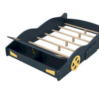 Full Size Pine Race Car Bed with Storage & Safety Side Rails – Kids Bedroom