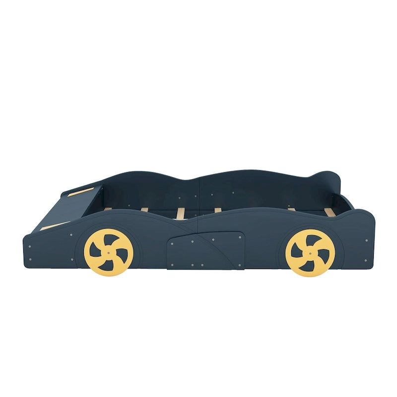 Full Size Pine Race Car Bed with Storage & Safety Side Rails – Kids Bedroom