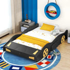 Full Size Pine Race Car Bed with Storage & Safety Side Rails – Kids Bedroom