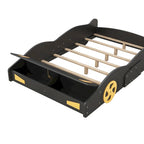 Full Size Pine Race Car Bed with Storage & Safety Side Rails – Kids Bedroom