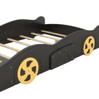 Full Size Pine Race Car Bed with Storage & Safety Side Rails – Kids Bedroom