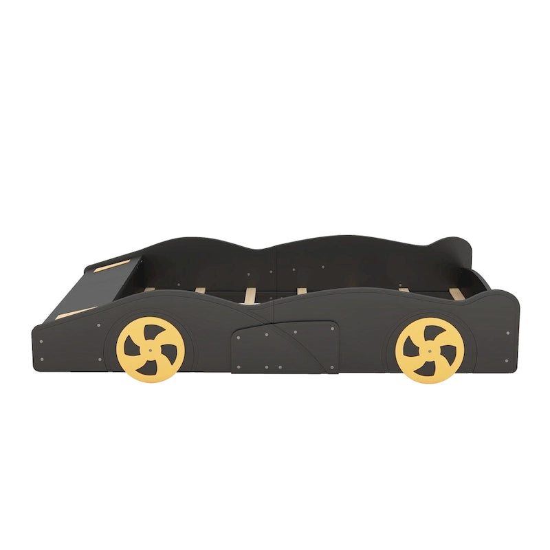 Full Size Pine Race Car Bed with Storage & Safety Side Rails – Kids Bedroom
