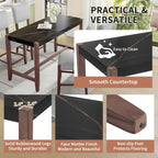 Modern 5-Piece Counter Height Dining Table Set, Faux Marble Bar Table and 4 Upholstered-Seat Chairs
