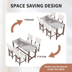 Modern 5-Piece Counter Height Dining Table Set, Faux Marble Bar Table and 4 Upholstered-Seat Chairs