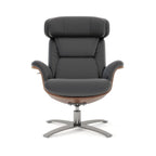 Jovan 31.5 Curved Wood Genuine Leather Recliner Lounge Chair