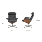 Jovan 31.5 Curved Wood Genuine Leather Recliner Lounge Chair