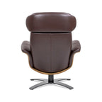 Jovan 31.5 Curved Wood Genuine Leather Recliner Lounge Chair