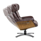 Jovan 31.5 Curved Wood Genuine Leather Recliner Lounge Chair