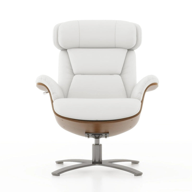 Jovan 31.5 Curved Wood Genuine Leather Recliner Lounge Chair