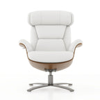 Jovan 31.5 Curved Wood Genuine Leather Recliner Lounge Chair
