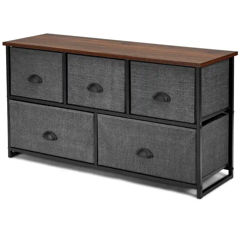 5-Drawer Dresser Storage Unit, Bedroom Side Table & Display Organizer, Dorm Furniture