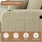 61-Inch Corduroy Loveseat with Cup Holders & Throw Pillows – Small Space Sofa