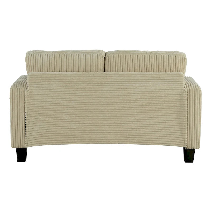 61-Inch Corduroy Loveseat with Cup Holders & Throw Pillows – Small Space Sofa