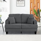 61-Inch Corduroy Loveseat with Cup Holders & Throw Pillows – Small Space Sofa