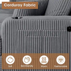 61-Inch Corduroy Loveseat with Cup Holders & Throw Pillows – Small Space Sofa