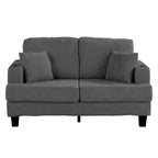 61-Inch Corduroy Loveseat with Cup Holders & Throw Pillows – Small Space Sofa