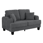 61-Inch Corduroy Loveseat with Cup Holders & Throw Pillows – Small Space Sofa