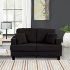 61-Inch Corduroy Loveseat with Cup Holders & Throw Pillows – Small Space Sofa