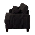 61-Inch Corduroy Loveseat with Cup Holders & Throw Pillows – Small Space Sofa
