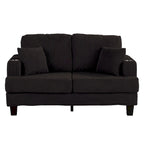 61-Inch Corduroy Loveseat with Cup Holders & Throw Pillows – Small Space Sofa