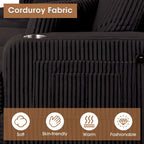 61-Inch Corduroy Loveseat with Cup Holders & Throw Pillows – Small Space Sofa