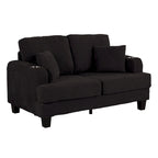 61-Inch Corduroy Loveseat with Cup Holders & Throw Pillows – Small Space Sofa