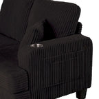 61-Inch Corduroy Loveseat with Cup Holders & Throw Pillows – Small Space Sofa