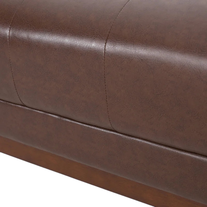 Mid-Century Modern Upholstered Sofa with Tuxedo Arms & Waffle Stitch Pattern