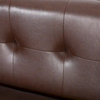 Mid-Century Modern Upholstered Sofa with Tuxedo Arms & Waffle Stitch Pattern