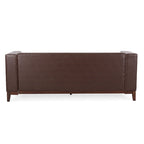 Mid-Century Modern Upholstered Sofa with Tuxedo Arms & Waffle Stitch Pattern