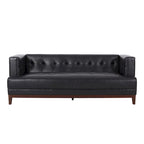 Mid-Century Modern Upholstered Sofa with Tuxedo Arms & Waffle Stitch Pattern