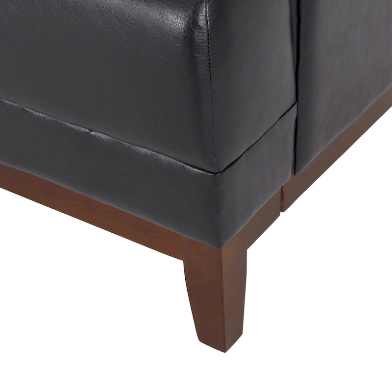 Mid-Century Modern Upholstered Sofa with Tuxedo Arms & Waffle Stitch Pattern