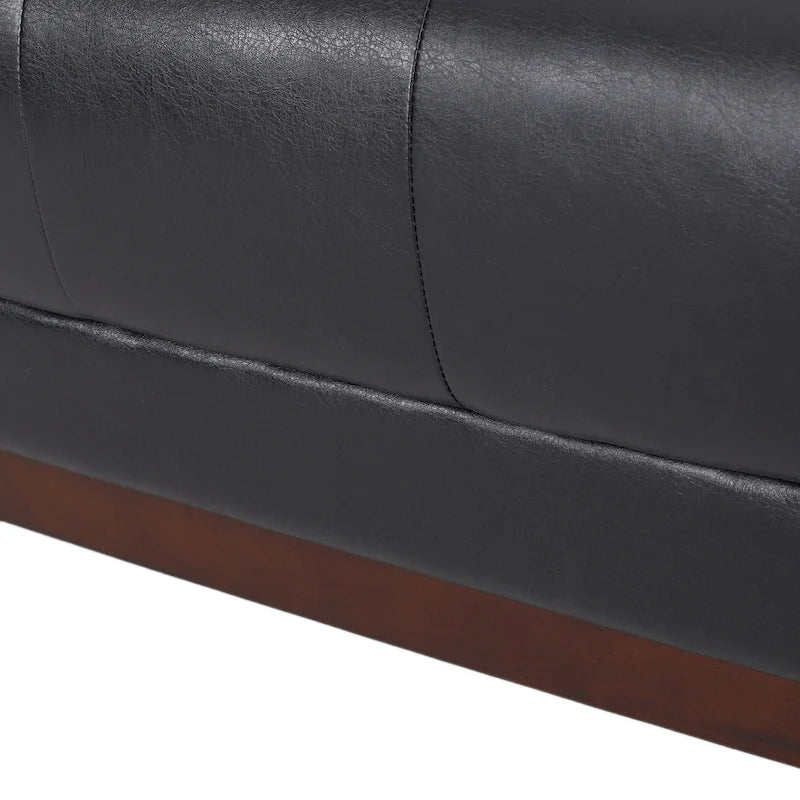 Mid-Century Modern Upholstered Sofa with Tuxedo Arms & Waffle Stitch Pattern
