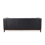 Mid-Century Modern Upholstered Sofa with Tuxedo Arms & Waffle Stitch Pattern