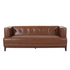 Mid-Century Modern Upholstered Sofa with Tuxedo Arms & Waffle Stitch Pattern