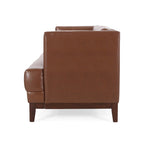 Mid-Century Modern Upholstered Sofa with Tuxedo Arms & Waffle Stitch Pattern