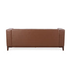 Mid-Century Modern Upholstered Sofa with Tuxedo Arms & Waffle Stitch Pattern