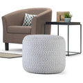 Round Hand-Woven Cotton Braided Pouf with Polystyrene Bead Filling