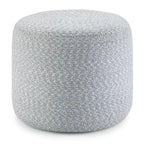 Round Hand-Woven Cotton Braided Pouf with Polystyrene Bead Filling