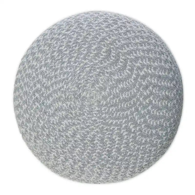 Round Hand-Woven Cotton Braided Pouf with Polystyrene Bead Filling