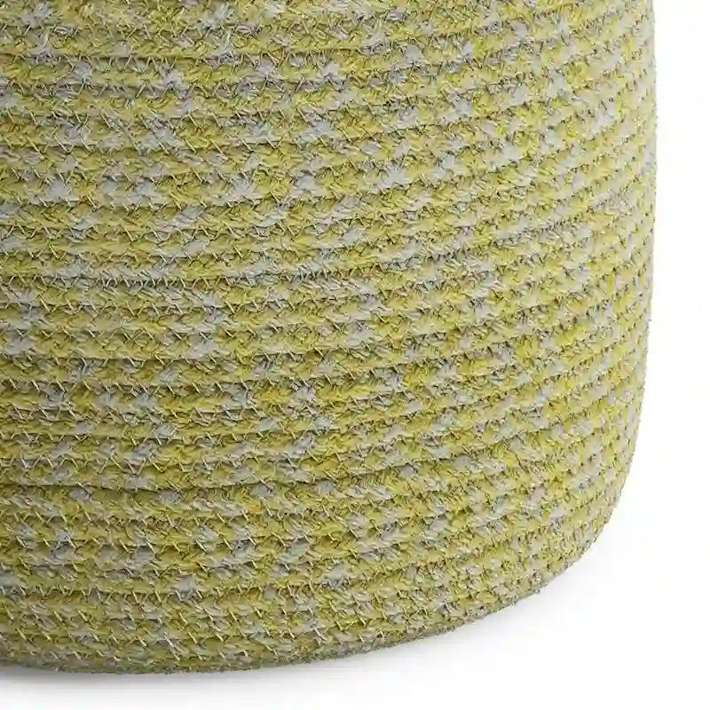 Round Hand-Woven Cotton Braided Pouf with Polystyrene Bead Filling