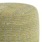 Round Hand-Woven Cotton Braided Pouf with Polystyrene Bead Filling