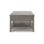 Rectangular Coffee Table with 2 Drawers – European Farmhouse Style, Antique Gray Veneer