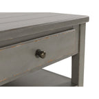 Rectangular Coffee Table with 2 Drawers – European Farmhouse Style, Antique Gray Veneer