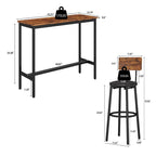 3-Piece Bistro Set, Dining Table and Upholstered Stools w/ Backrest